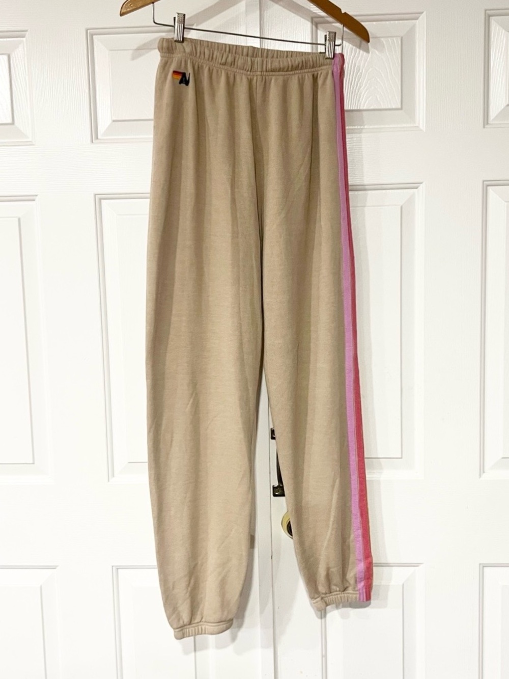 Aviator Nation | 5 Stripe Sand Pink Jogger Sweatpants